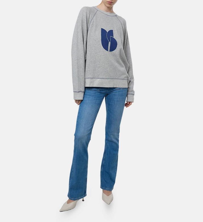 Ba and Sh Abstract Logo-print Contrast Stitching Sweatshirt, Model View Ba and Sh Abstract Logo-print Contrast Stitching Sweatshirt, Model View