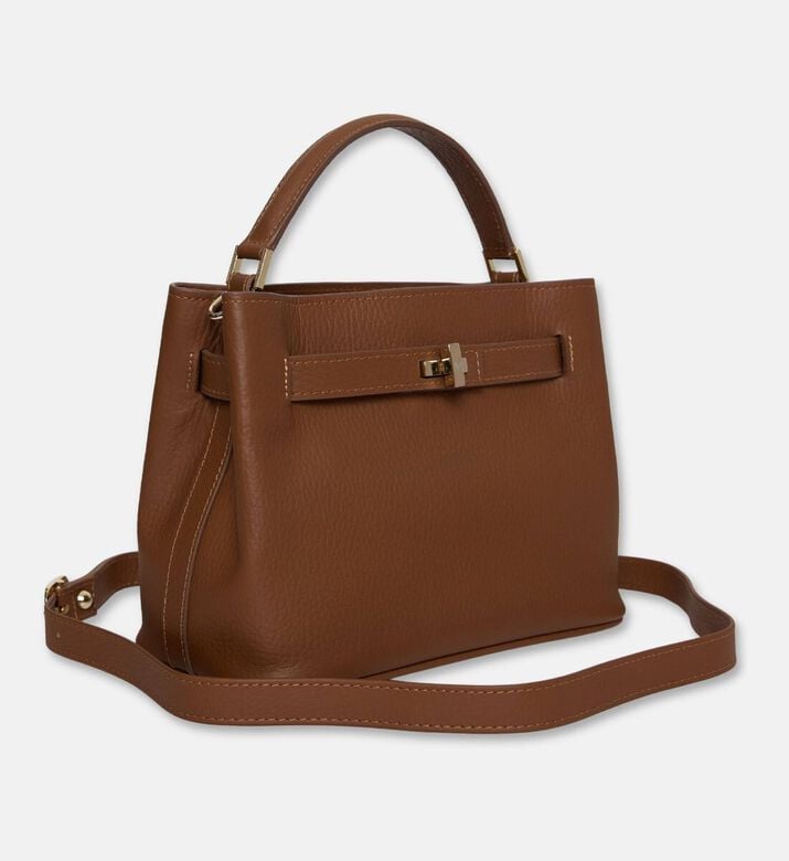 Maya.M Cognac Pebbled Leather Satchel, Terracotta, Packshot View
