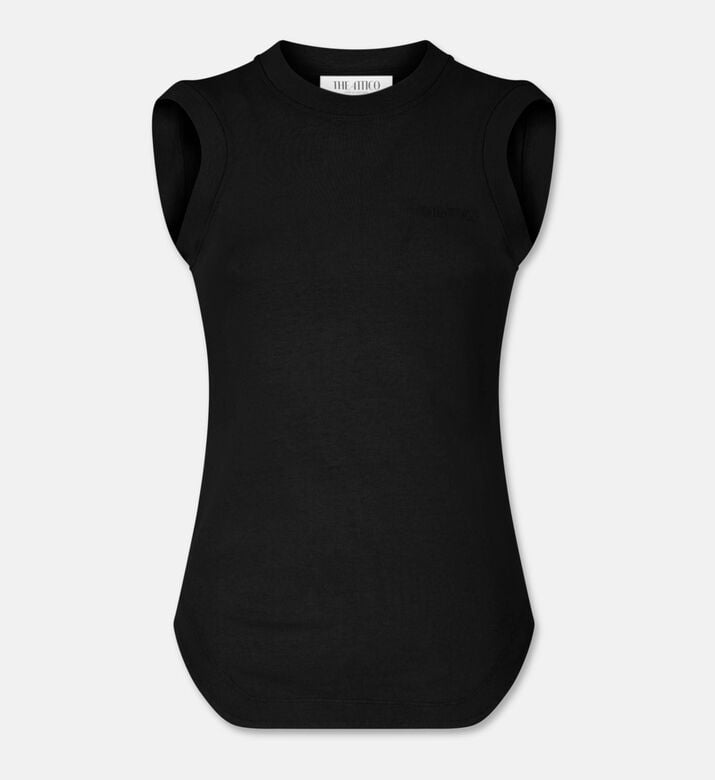 The Attico Logo-embroidery Sleeveless Top, Black, 44, Packshot View