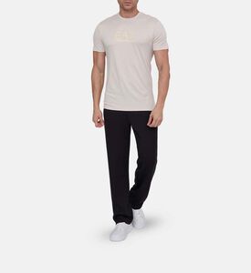 تيشيرت بياقة دائرية وشعار مطرز