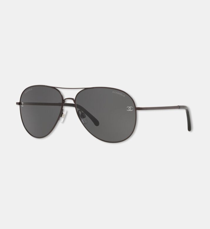 Chanel Aviator Logo-label Sunglasses, Black, Packshot View