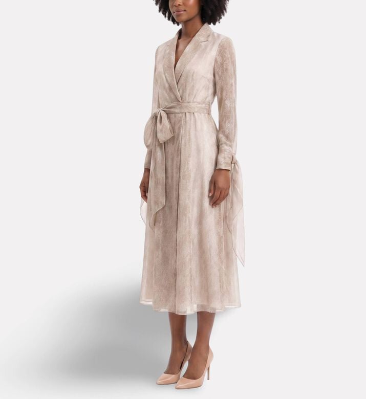 Savanna Coat Silk, Brown, Model View