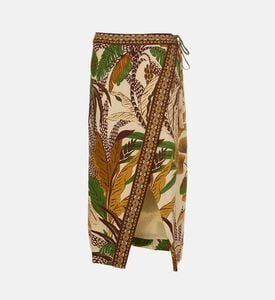 Foliage Sketch Tropical-print Skirt Foliage Sketch Tropical-print Skirt