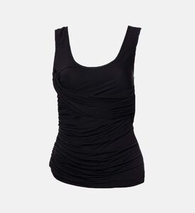 بلوزة بدون أكمام بطيات غير متماثلة