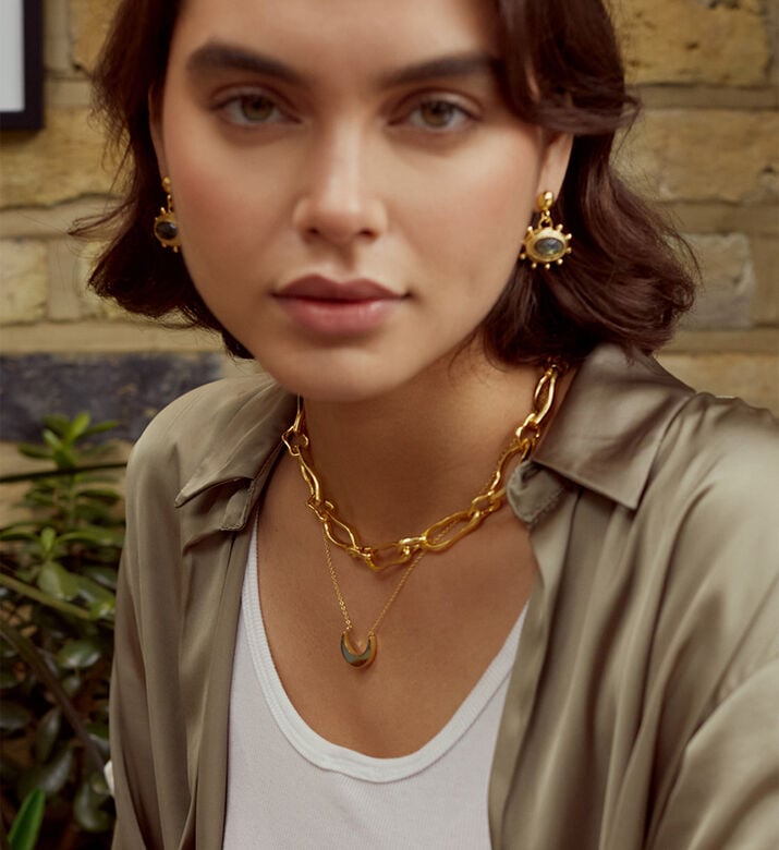 Ottoman Hands Zand Labradorite Oval-shape Drop Earrings, Packshot View Ottoman Hands Zand Labradorite Oval-shape Drop Earrings, Packshot View