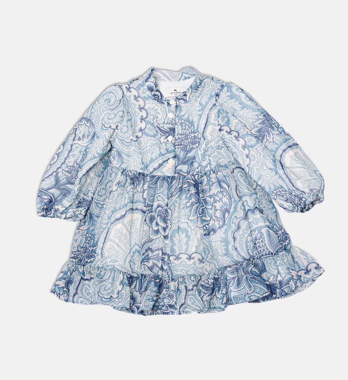 فستان طويل الأكمام متدرج بطبعة بيزلي