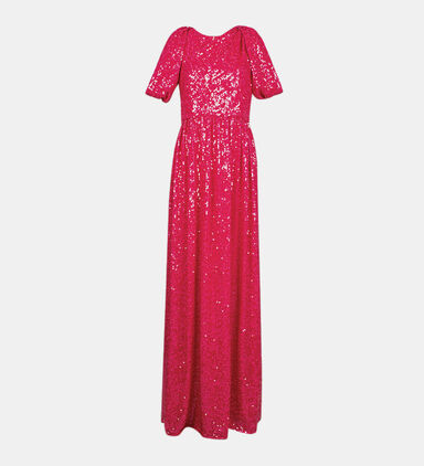 Drape Shoulder-detail Sequin Gown