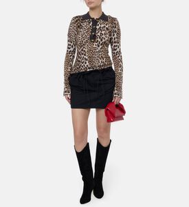 Ganni Leopard-print Polo Sweater, Model View