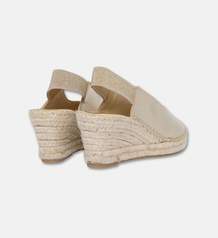 Salvi Elastic Strap Wedge Slingbacks, Gold, Eu-36, Packshot View