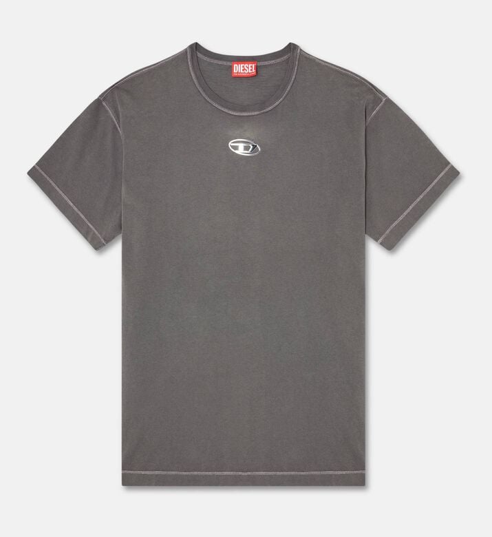 Diesel Minimal Logo Cotton Crewneck T-shirt, Dark-grey, L, Packshot View