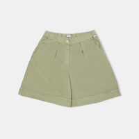 Cotton Pleated Bermuda Shorts