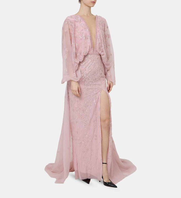 Embellished Wide Sleeves Gown