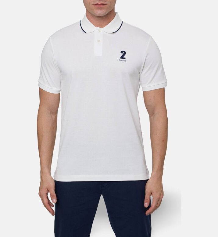 Hackett London Heritage Logo-print Short-sleeve Polo, Off-white, Xl, Model View
