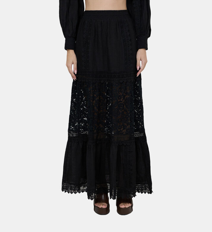Reise Layered Lace Linen Skirt