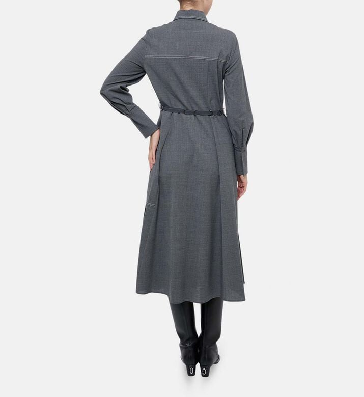 Beatrice B Button Closure Long-sleeve Dress, Model View