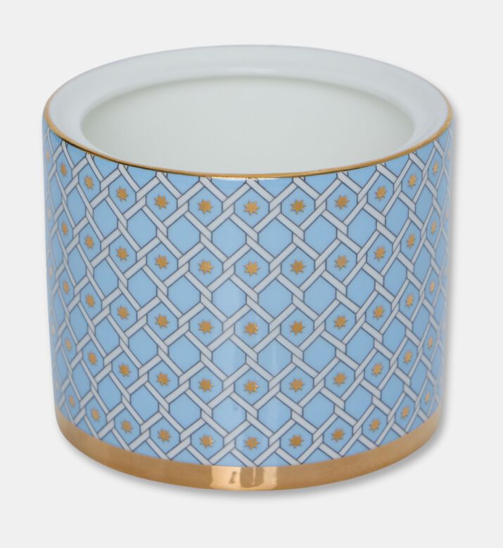 Imperial Gold-toned Knob Blue Lattice Sugar Pot, Packshot View