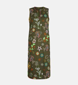 فستان بدون أكمام بنقشة مطرزة