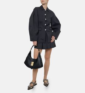 Ganni Button Closure Pleated Mini Skirt, Model View