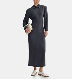 فستان طويل بأكمام طويلة بسحاب إغلاق