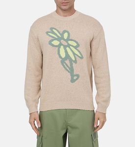 سترة محبوكة بنقشة أزهار قطن