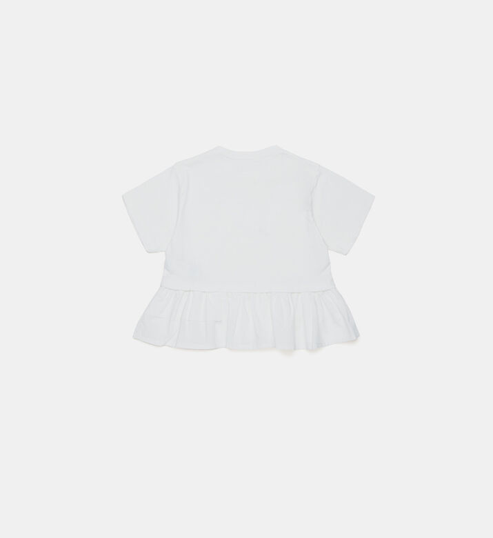 تيشيرت بحافة مكشكشة بطبعة لوغو