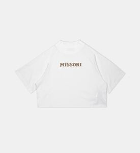 Sequin Embellished Logo Cropped T-shirt