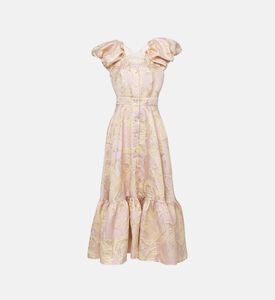 Flower-print V-neck Dress