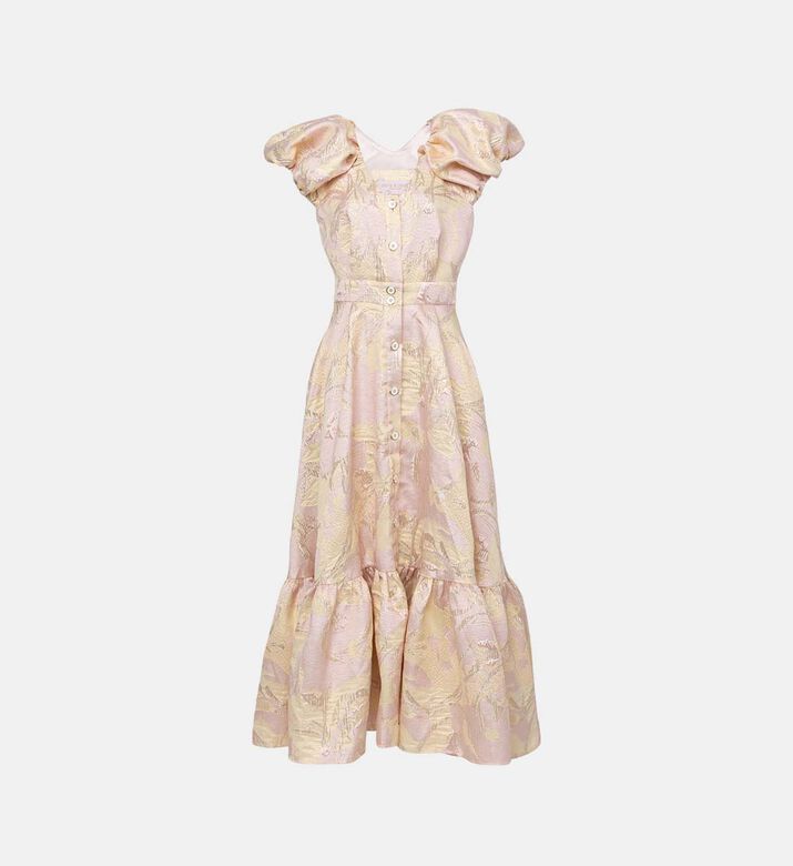 Flower-print V-neck Dress