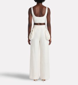 Savanna Galeries Lafayette Linen Draped Trousers, Model View