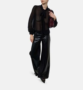 Alice and Olivia Tie Closure Long-sleeve Blouse, Model View