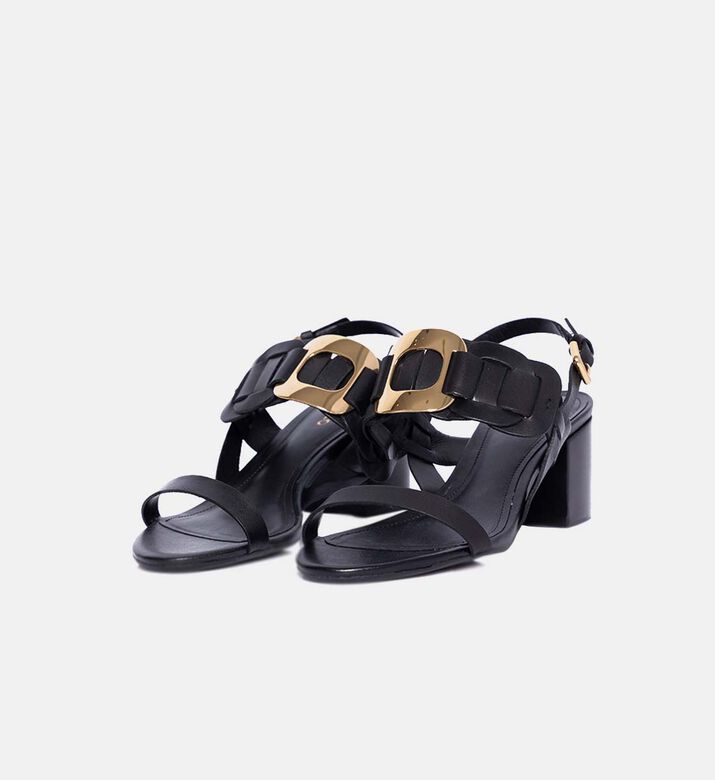 Leather Block Heel Sandals