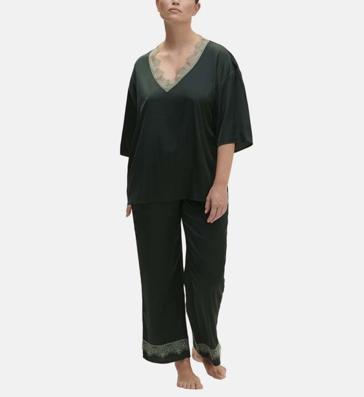 Satin Secrets Lace Sleeeves Top Satin Secrets Lace Sleeeves Top