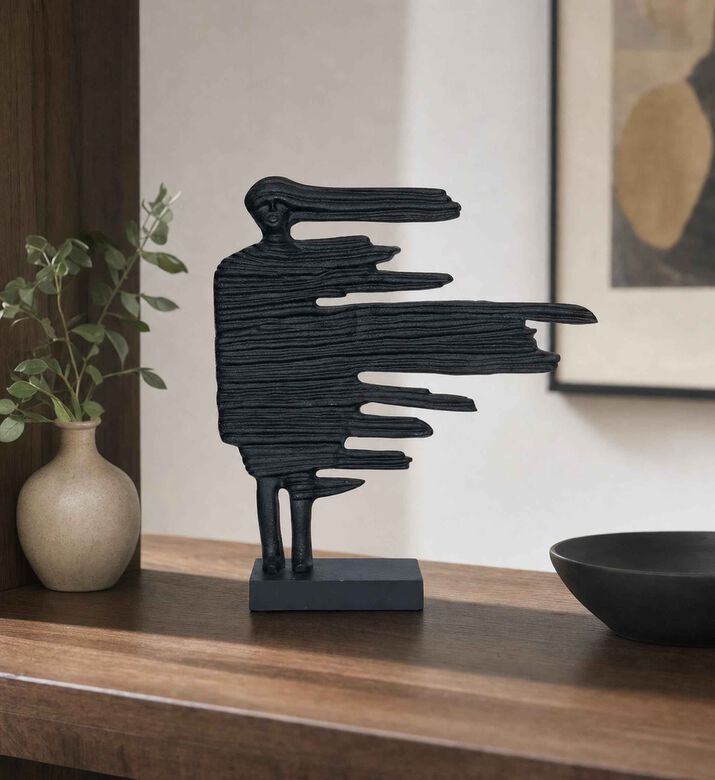Home Deco and More Flowing Drape Figurine Sculpture, Black, L, Model View