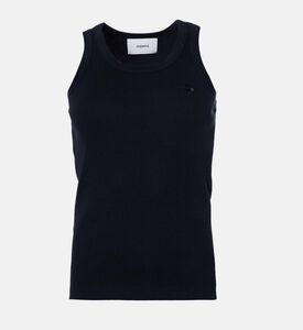 بلوزة قطن بدون أكمام مخططة بشعار