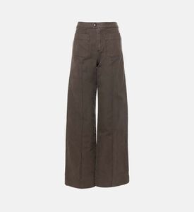 Canvas Patch Pockets Wide-leg Pants