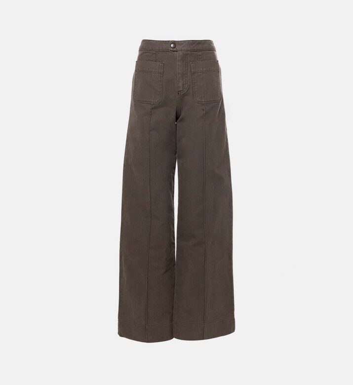 Canvas Patch Pockets Wide-leg Pants