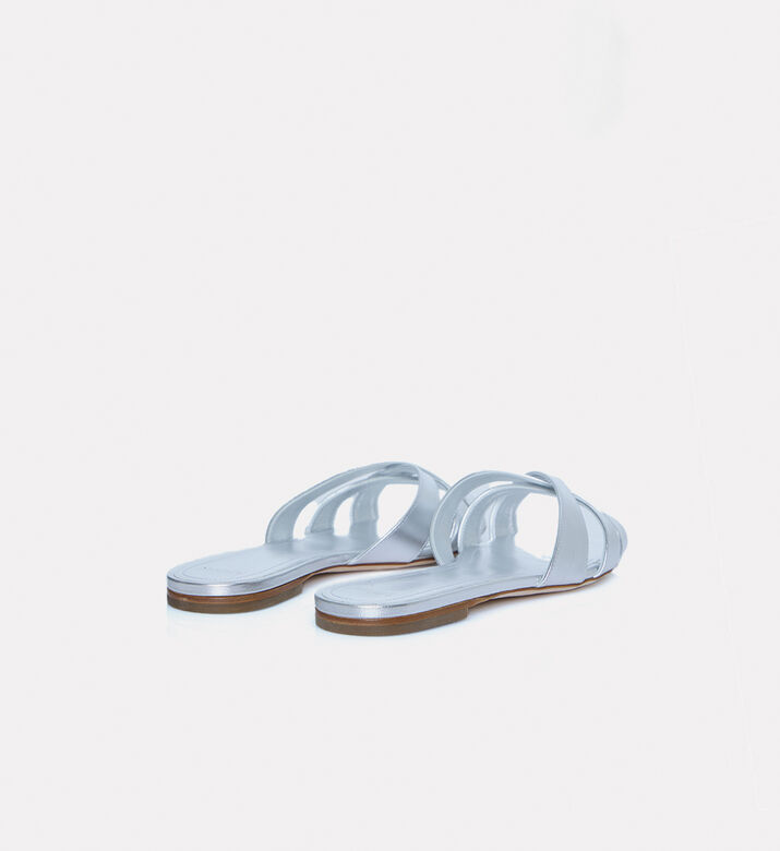 3 Juin Nerea Leather Flat Heel Sandal, Silver, Eu-41, Packshot View