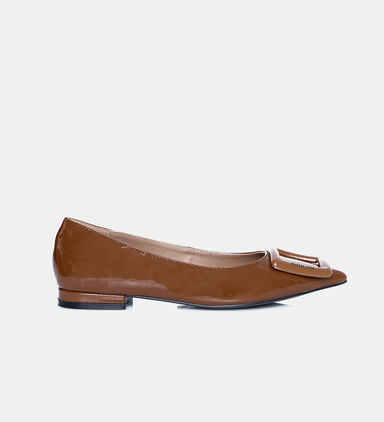 Patent Leather Gold-buckle Ballerinas