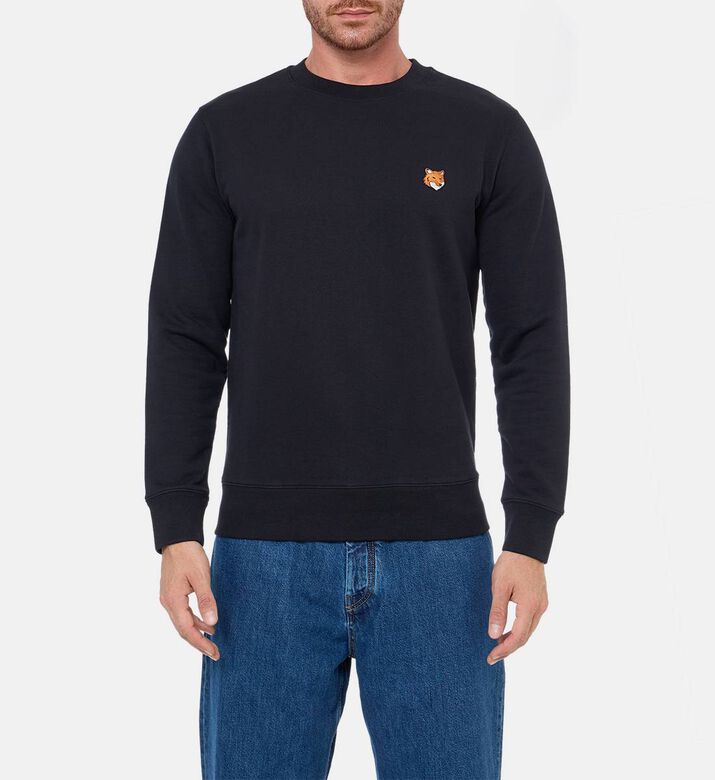 Maison Kitsune Fox-embroidery Regular-fit Sweatshirt, Black, M, Model View
