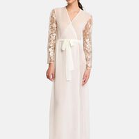 Long-sleeve V-neck Floral Detail Cover-up