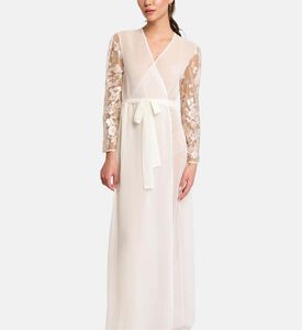 غطاء بأكمام طويلة بياقة في وبتفاصيل أزهار