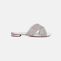 Leather Braided Crossover Strap Sandals