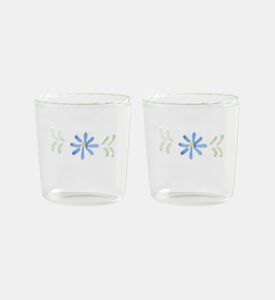 طقم أكواب زجاجية مزينة بنقوش أزهار قطعتين