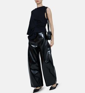 بنطال بقصة مستديرة جلد تمساح صناعي