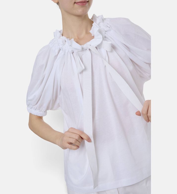 Patou Ruffled Bow Collar Top, Model View