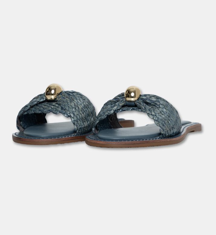Arezzo Braided Slide Flat Sandals, Blue, Eu-40, Packshot View