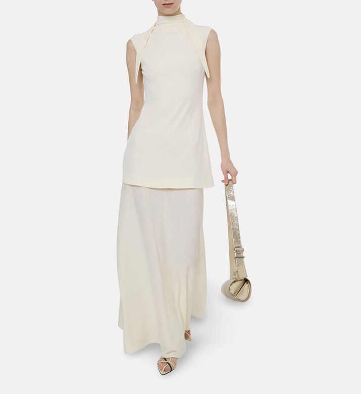 Jil Sander Viscose Crepe High-neck Dress, Model View