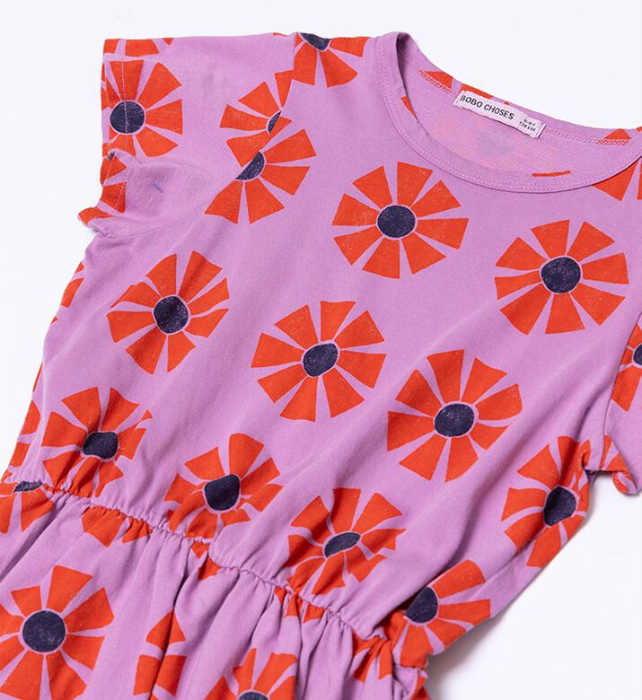 Bobo Choses All-over Kaleidoscopic Flower-print Ruffled Cap Sleeves Dress, Packshot View