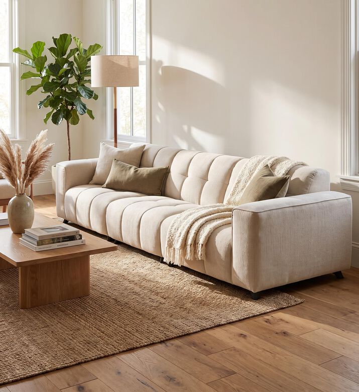 Vilmers Channel-tufted Three-seats Sofa, Packshot View