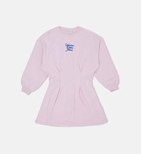 فستان بنمط سويت شيرت مطرز بشعار